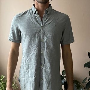 AllSaints Mens L Gray Button Down